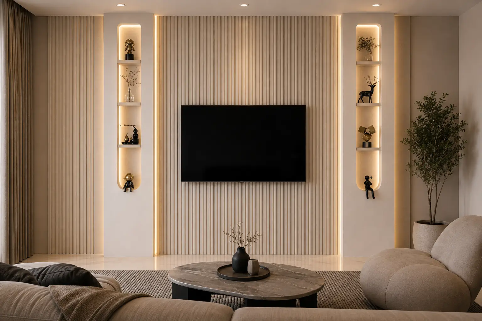 Modern TV Wall Design Service in Qatar